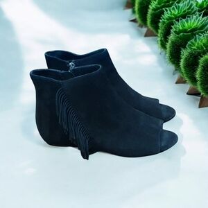 Ash nolita black suede fringe open toe ankle boots size EU 37